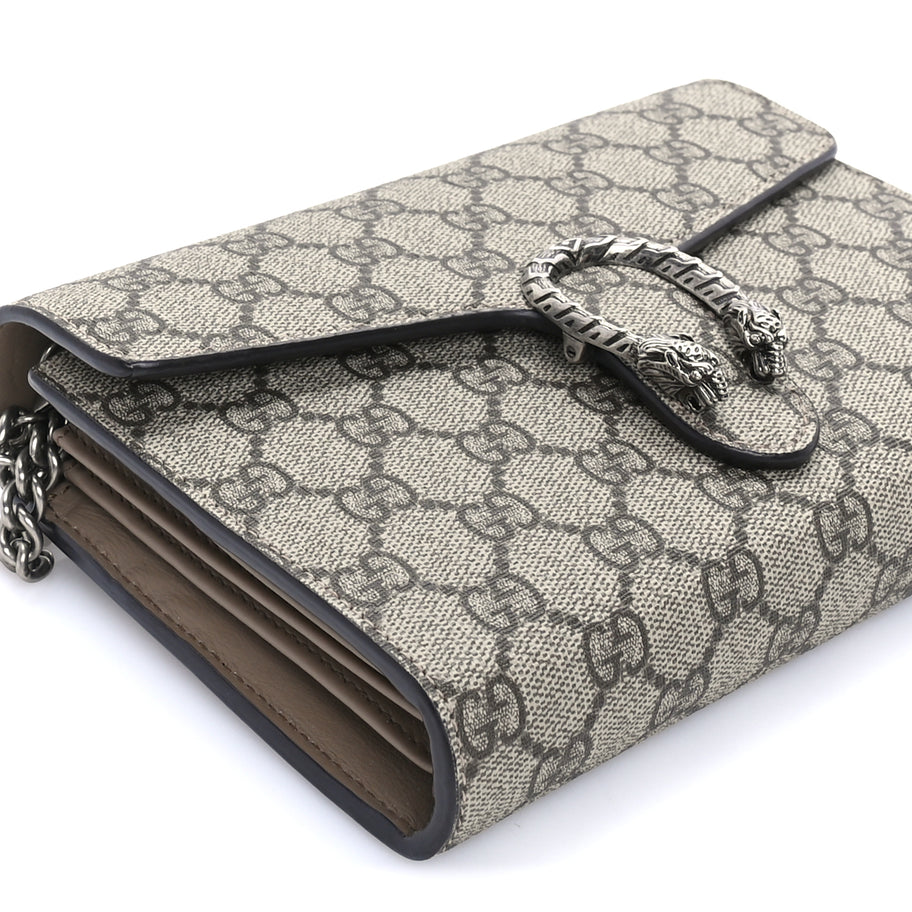 Gucci GG Supreme Monogram Mini Dionysus Chain Wallet  Beige Taupe Image 7
