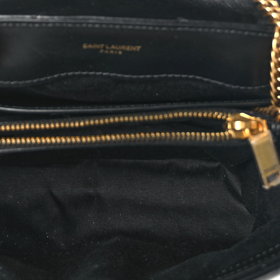 Saint Laurent Calfskin Y Quilted Monogram Small Loulou Chain Satchel Black Image 4