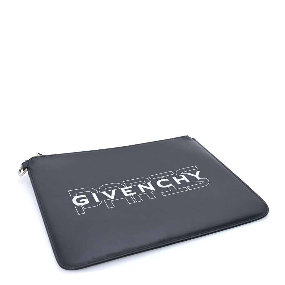 Givenchy Calfskin Paris Print Medium Cosmetic Pouch  Black Image 4