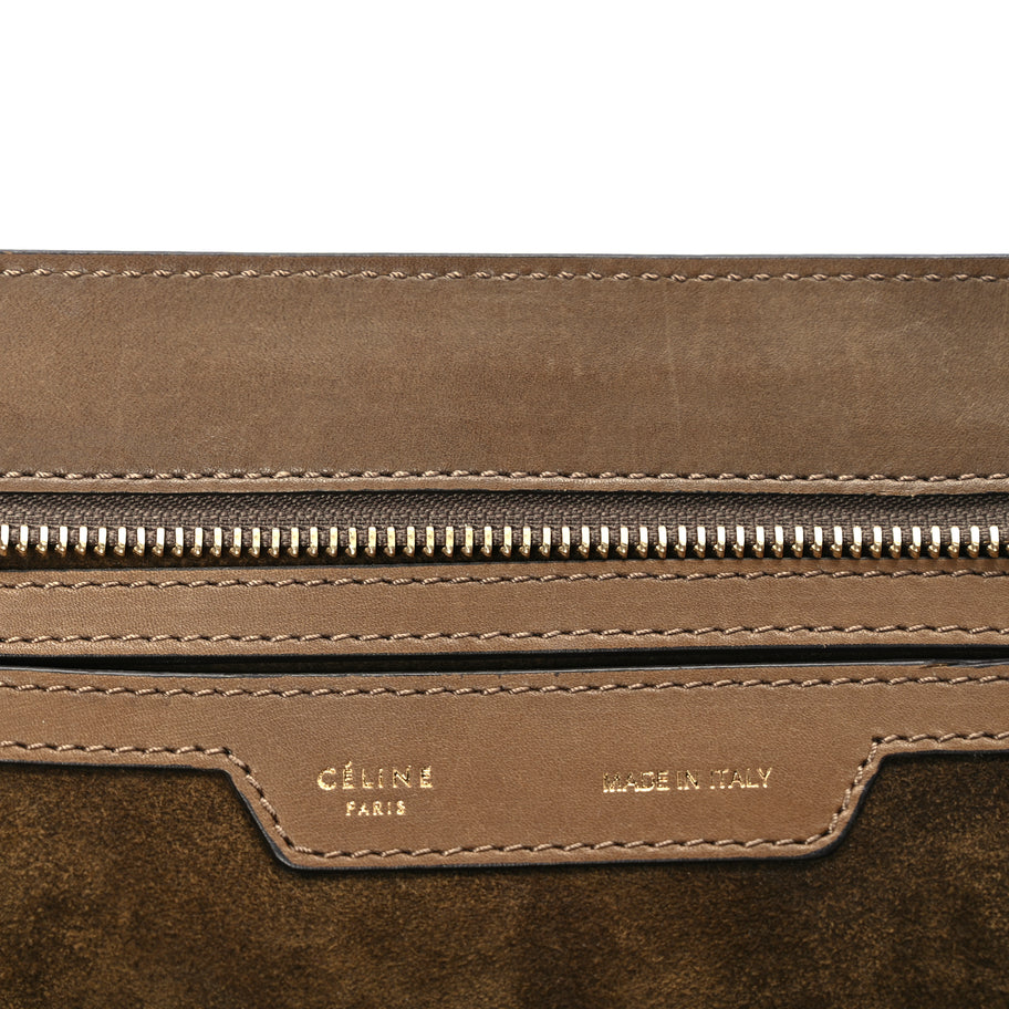 Celine Smooth Calfskin Suede Medium Trapeze  Moss Green Image 5