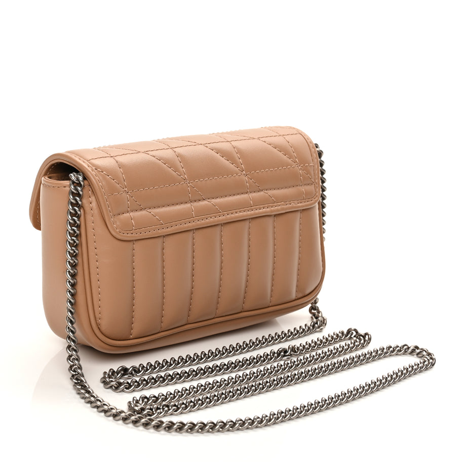 Gucci Calfskin Matelasse Aria Super Mini GG Marmont Shoulder Bag Camelia Image 2