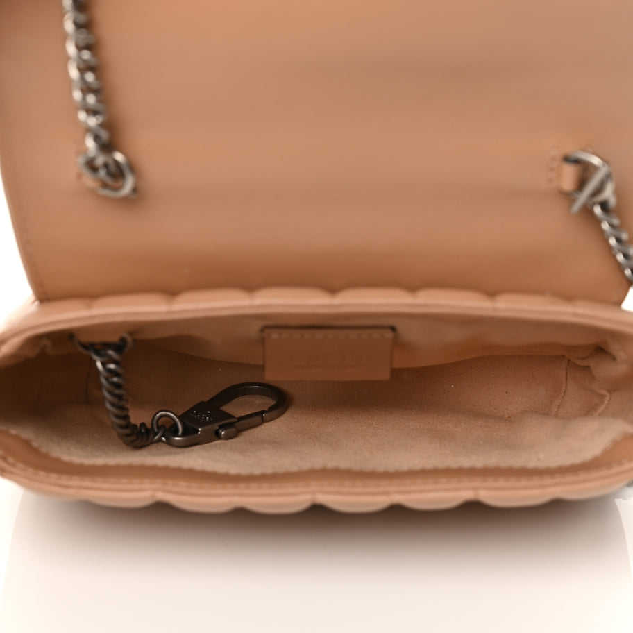 Gucci Calfskin Matelasse Aria Super Mini GG Marmont Shoulder Bag Camelia Image 4