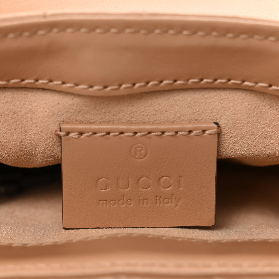 Gucci Calfskin Matelasse Aria Super Mini GG Marmont Shoulder Bag Camelia Image 5
