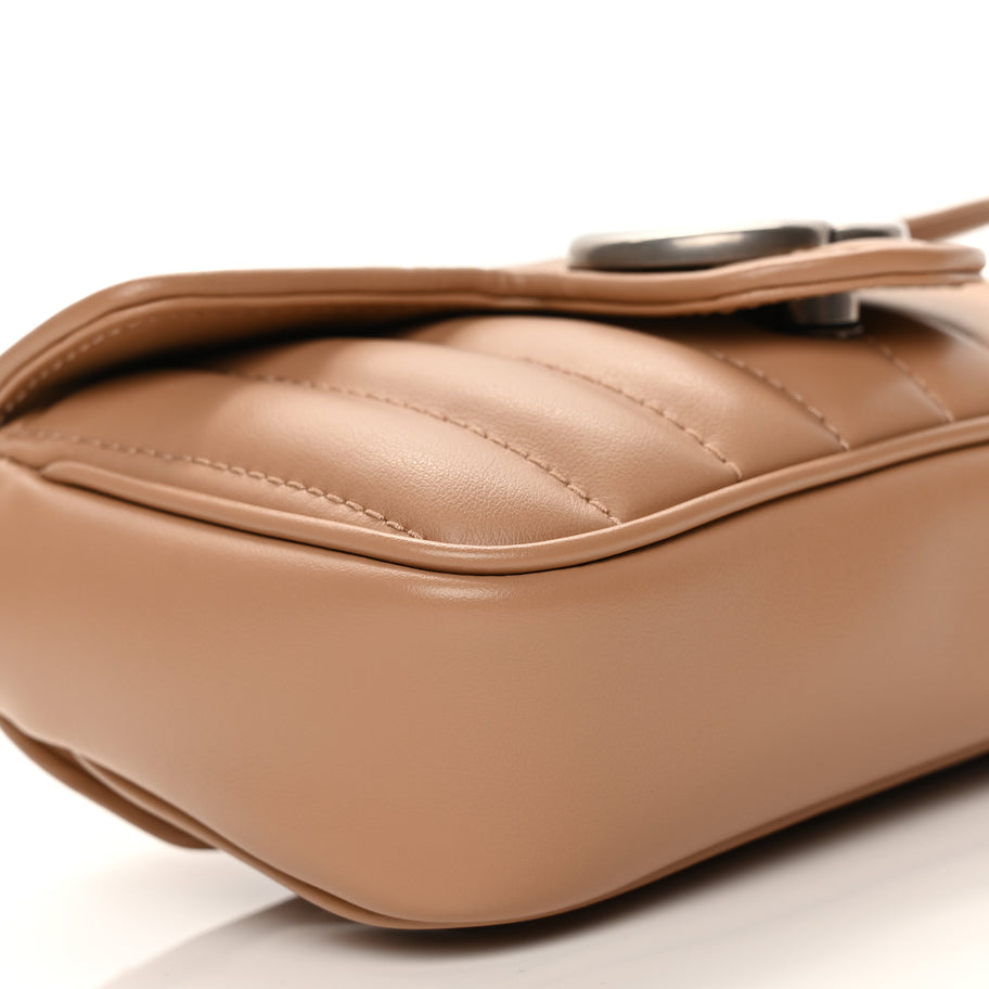 Gucci Calfskin Matelasse Aria Super Mini GG Marmont Shoulder Bag Camelia Image 8