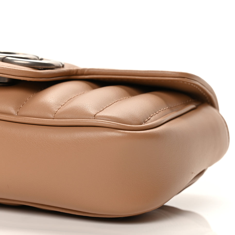 Gucci Calfskin Matelasse Aria Super Mini GG Marmont Shoulder Bag Camelia Image 9