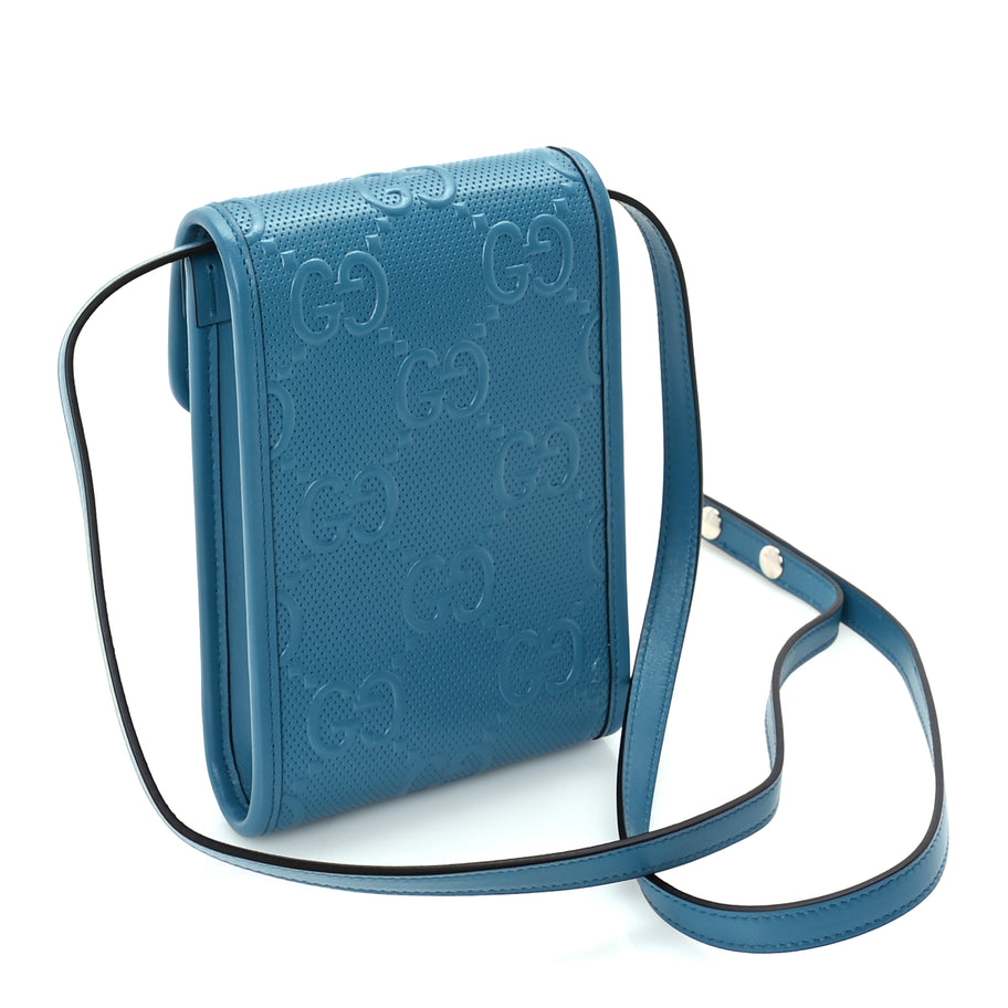 Gucci Calfskin GG Tennis Embossed Mini Crossbody Bag  Blue Image 2