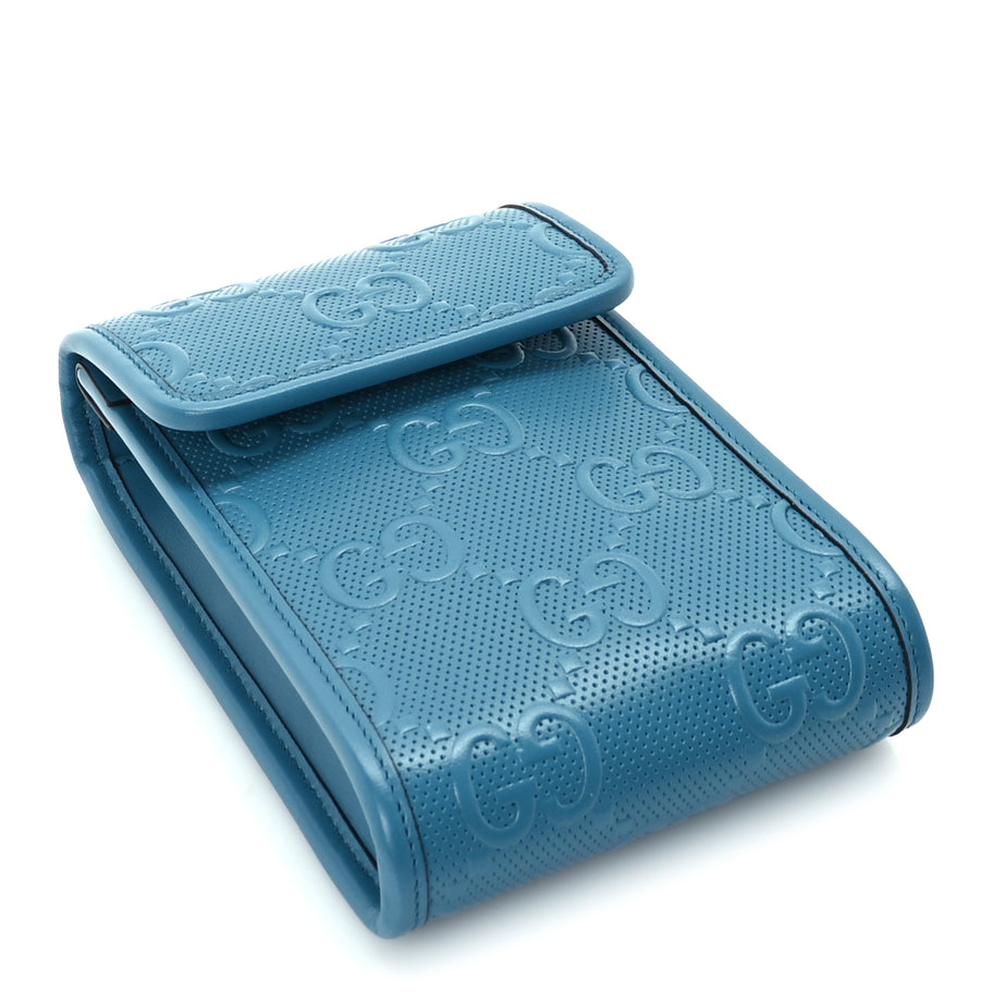 Gucci Calfskin GG Tennis Embossed Mini Crossbody Bag  Blue Image 3