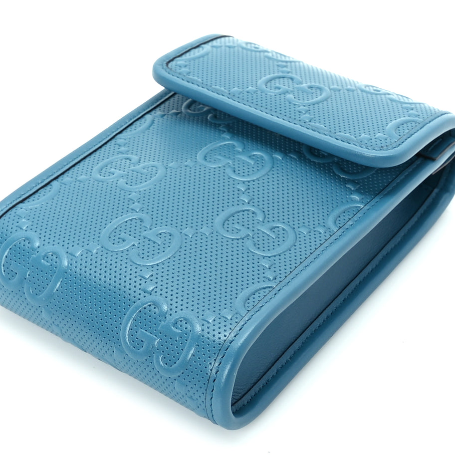 Gucci Calfskin GG Tennis Embossed Mini Crossbody Bag  Blue Image 8