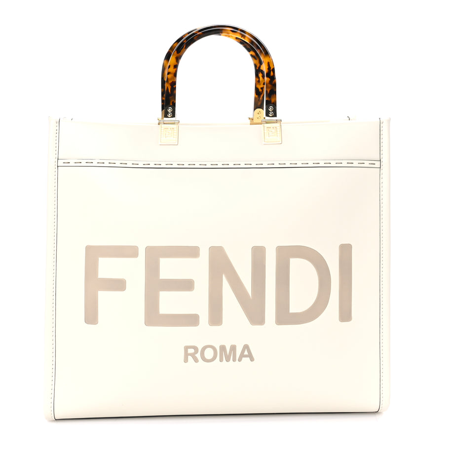 Fendi Vitello King Plexiglass Medium Fendi Sunshine Shopper Tote White Ice Image 1