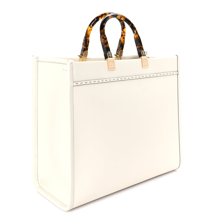 Fendi Vitello King Plexiglass Medium Fendi Sunshine Shopper Tote White Ice Image 2