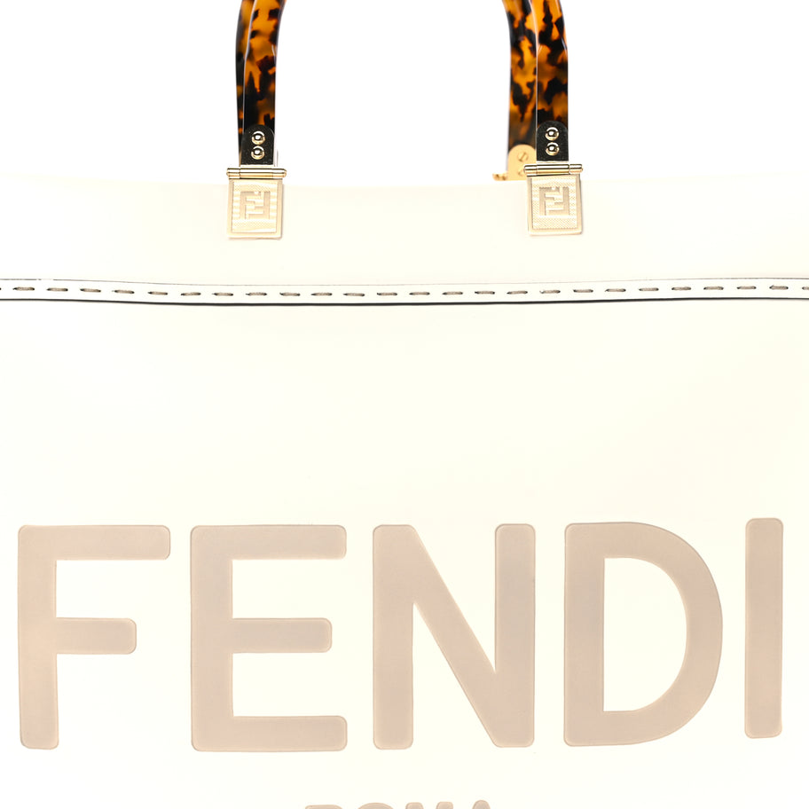 Fendi Vitello King Plexiglass Medium Fendi Sunshine Shopper Tote White Ice Image 6