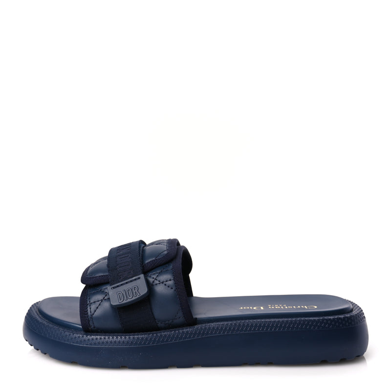  Christian Dior Calfskin Cannage Dioriviera Dio(r)evolution Slide Sandals 41 Blue