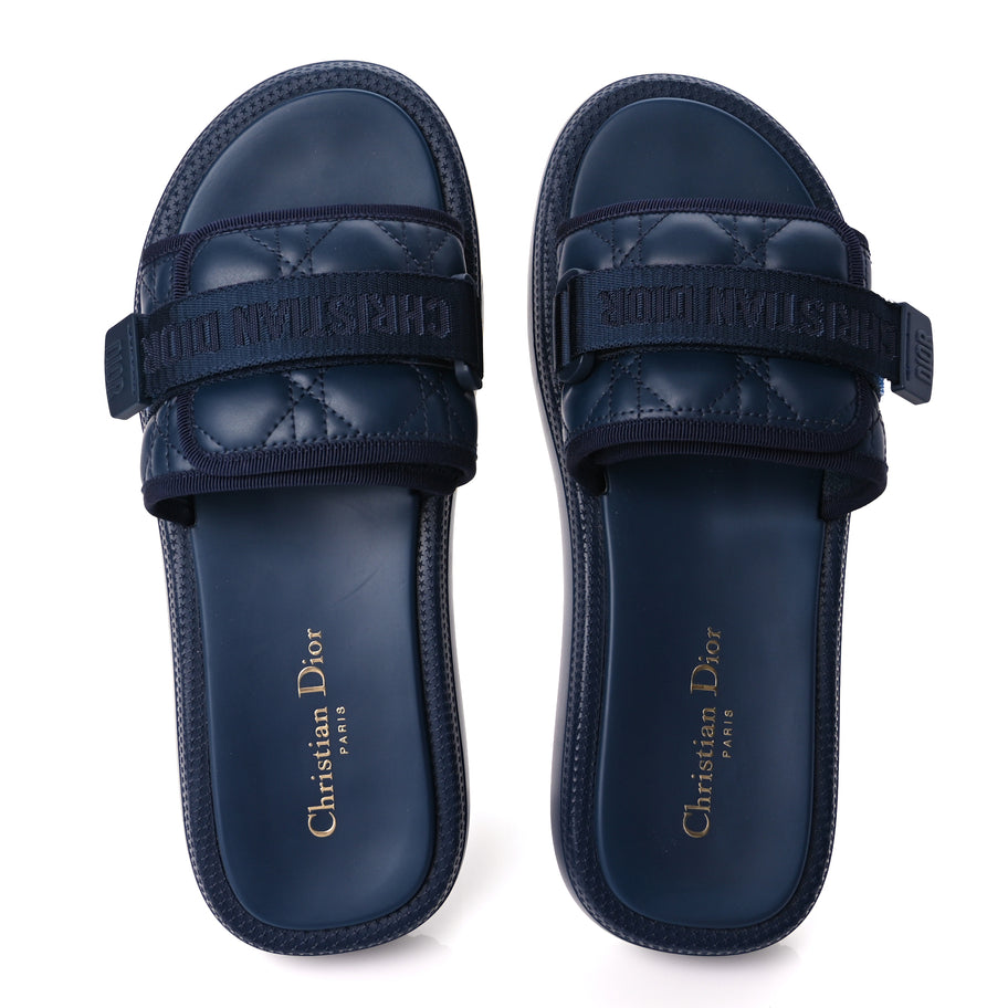 Christian Dior Calfskin Cannage Dioriviera Dio(r)evolution Slide Sandals 41 Blue Image 2