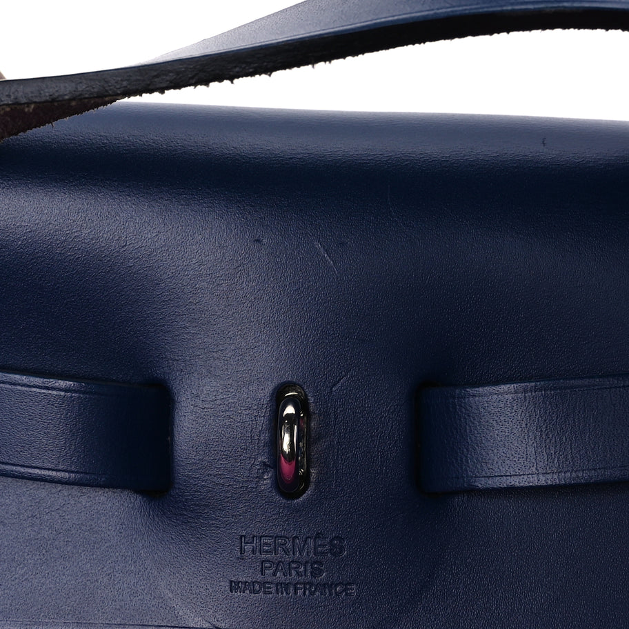 Hermes Vache Hunter Toile Officier Herbag Zip 31 PM  Magnolia Bleu Saphir Image 9
