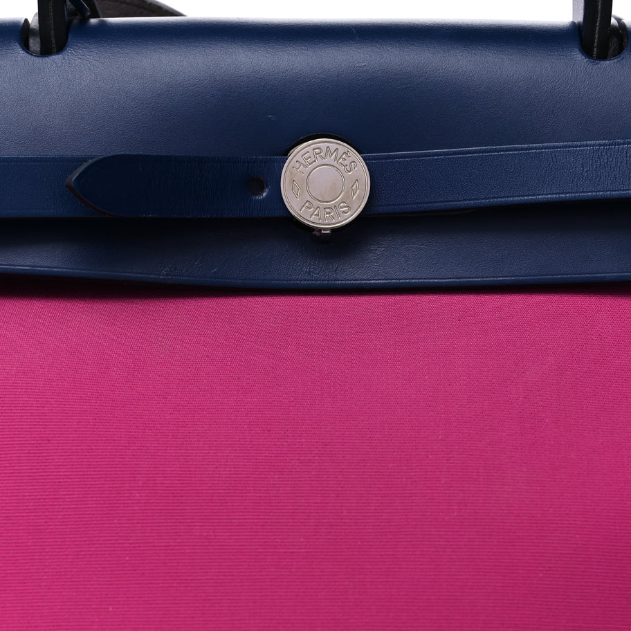 Hermes Vache Hunter Toile Officier Herbag Zip 31 PM  Magnolia Bleu Saphir Image 10
