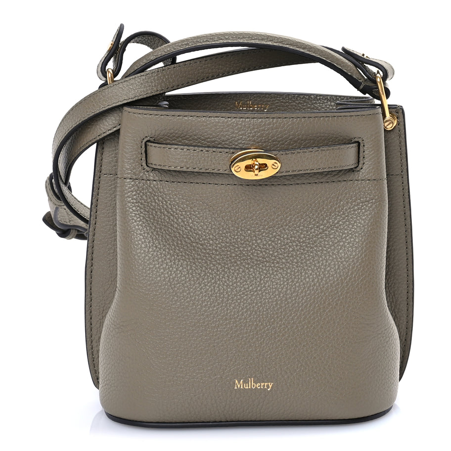 Mulberry Grained Calfskin Islington Bucket Bag  Linen Green Image 1