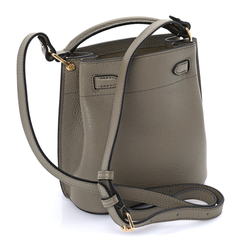  Mulberry Grained Calfskin Islington Bucket Bag  Linen Green