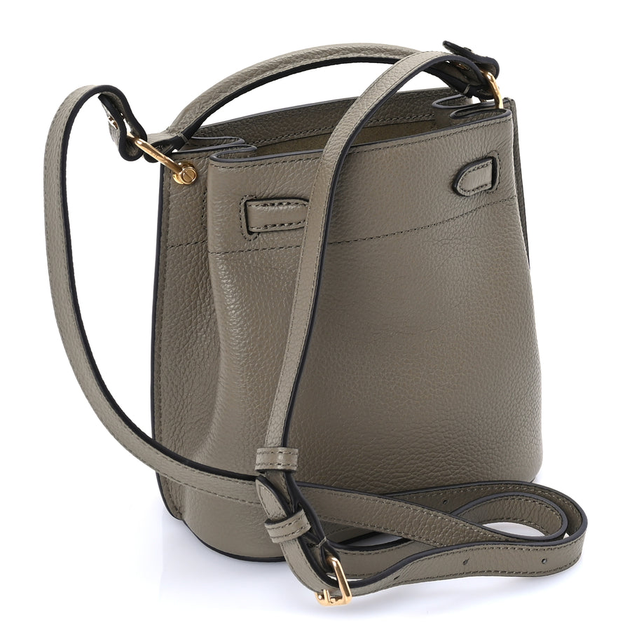 Mulberry Grained Calfskin Islington Bucket Bag  Linen Green Image 2