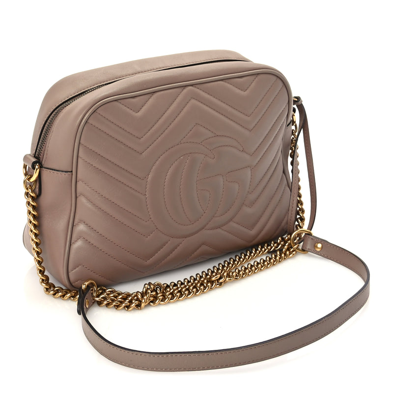  Gucci Calfskin Matelasse Medium GG Marmont Chain Shoulder Bag  Porcelain Rose