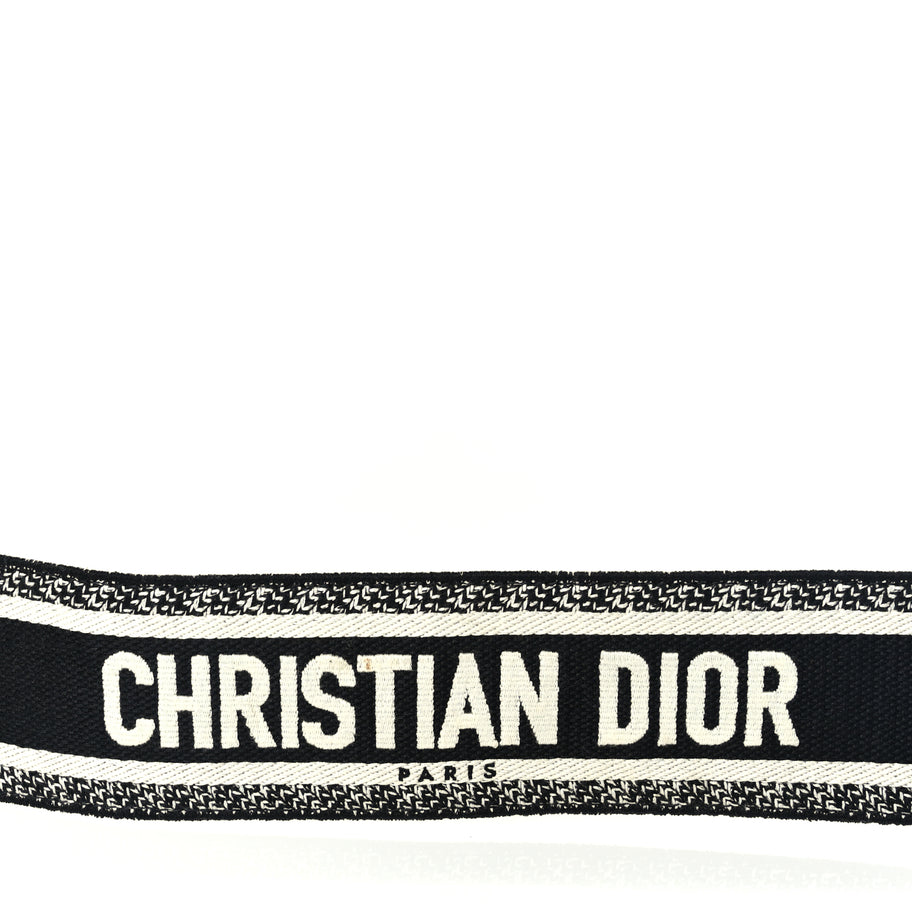 Christian Dior Canvas Embroidered Shoulder Strap Black Ultramatte Image 4