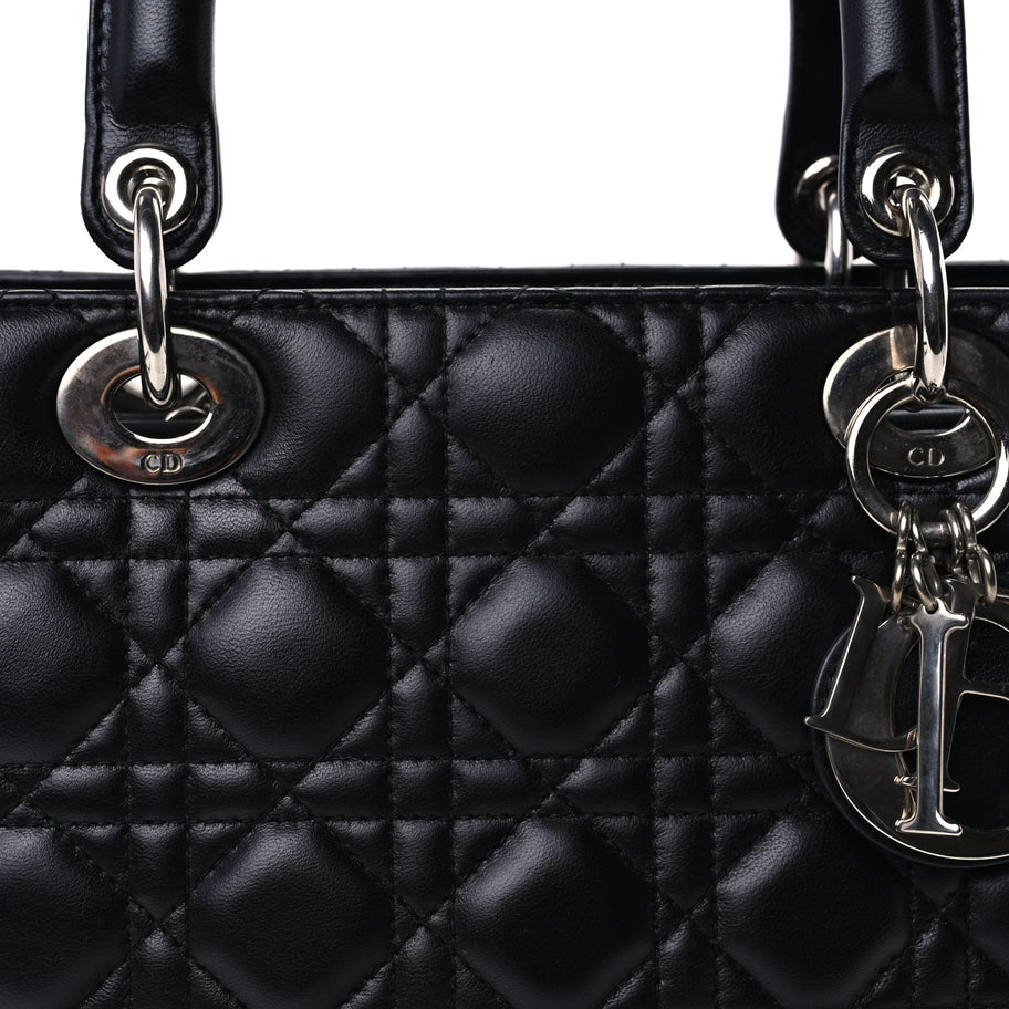 Christian Dior Lambskin Cannage Medium Lady Dior Black Image 6