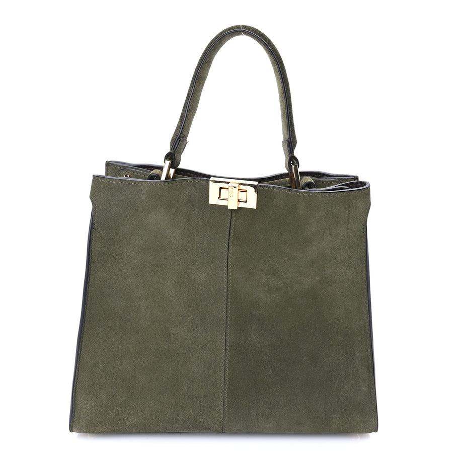 Fendi Camoscio Glazed Fabric FF 1974 Large Peekaboo X-Lite  Amazzonia Mogano Panna Image 1