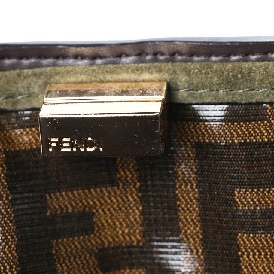 Fendi Camoscio Glazed Fabric FF 1974 Large Peekaboo X-Lite  Amazzonia Mogano Panna Image 5