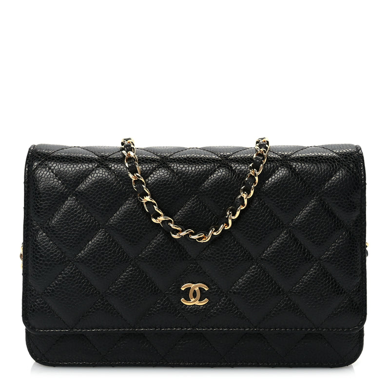  Chanel Caviar Quilted Wallet On Chain WOC Black