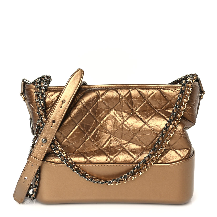 Chanel Metallic Aged Calfskin Quilted Medium Gabrielle Gold Image 1