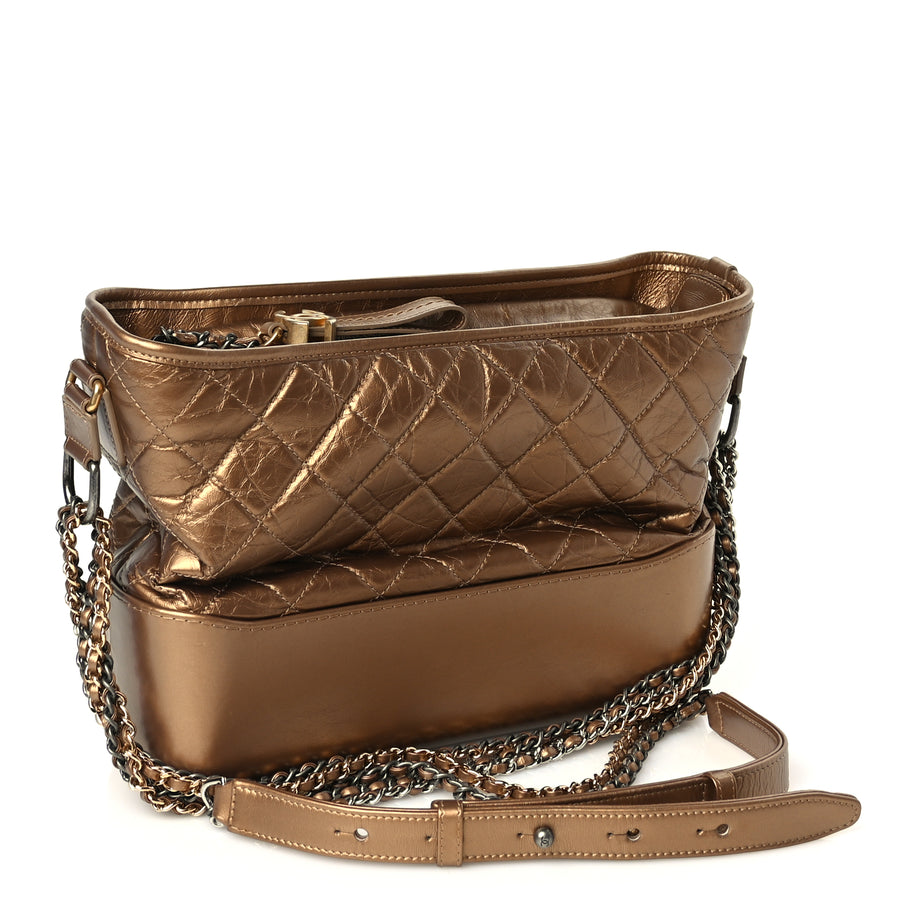 Chanel Metallic Aged Calfskin Quilted Medium Gabrielle Gold Image 2