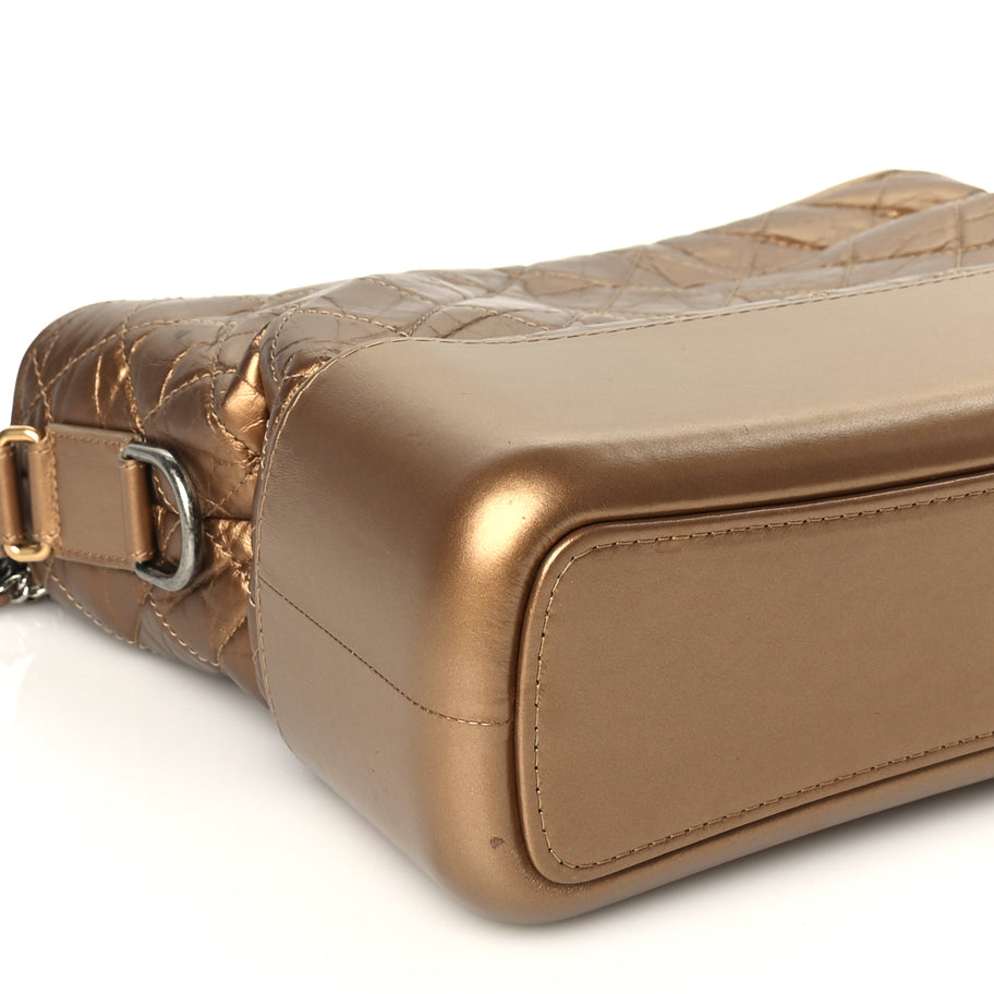 Chanel Metallic Aged Calfskin Quilted Medium Gabrielle Gold Image 8