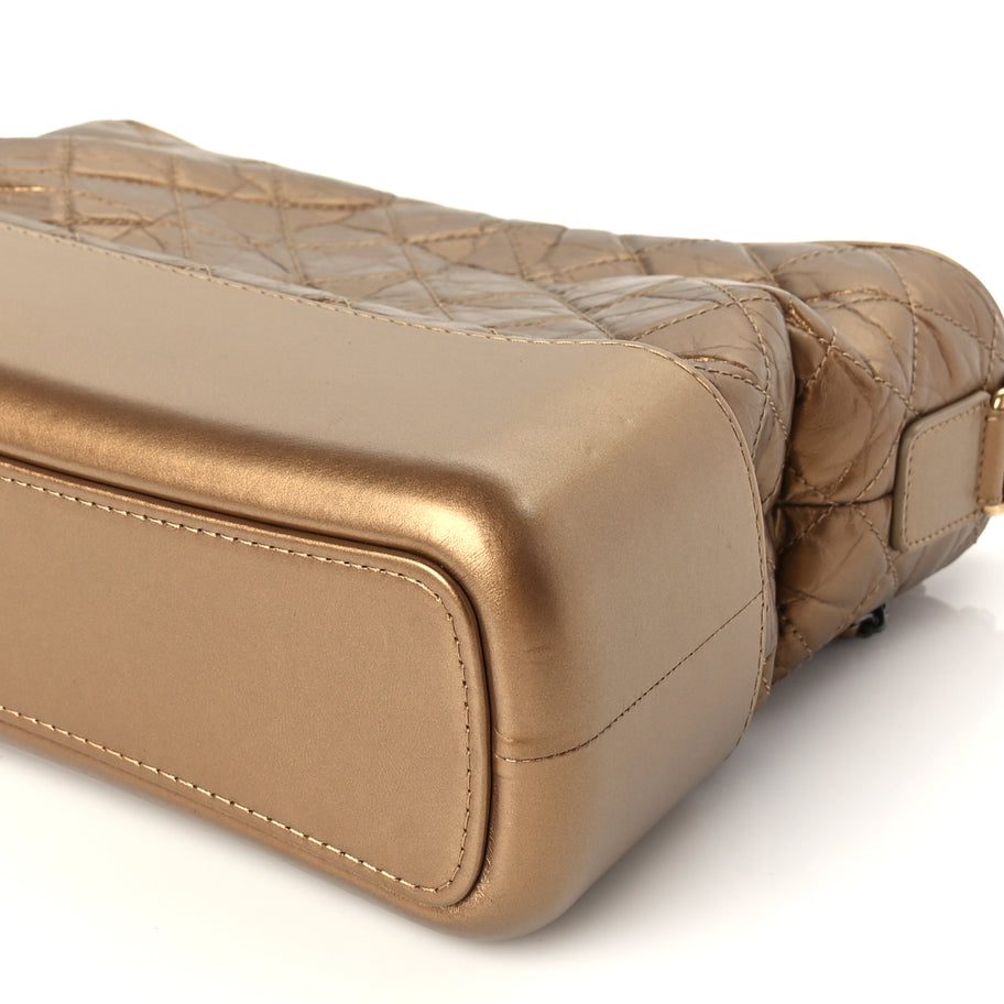 Chanel Metallic Aged Calfskin Quilted Medium Gabrielle Gold Image 9