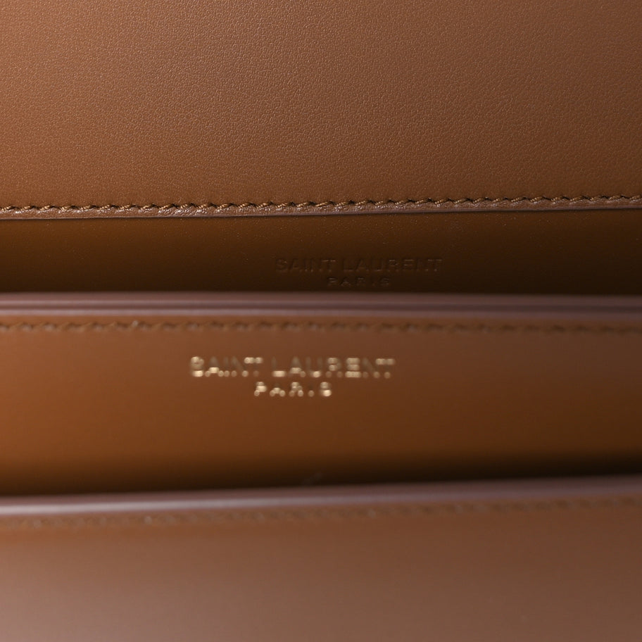 Saint Laurent Box Calfskin Mini Voltaire Shoulder Bag  Dark Cork Image 5