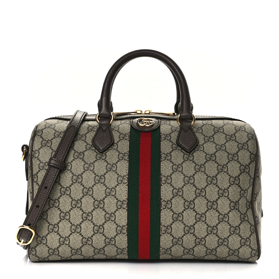 Gucci GG Supreme Monogram Web Large Ophidia Boston Bag Beige Ebony Image 1