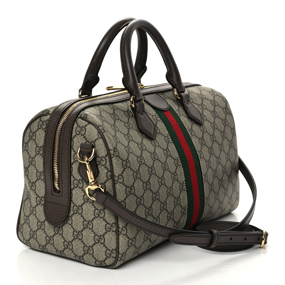 Gucci GG Supreme Monogram Web Large Ophidia Boston Bag Beige Ebony Image 2