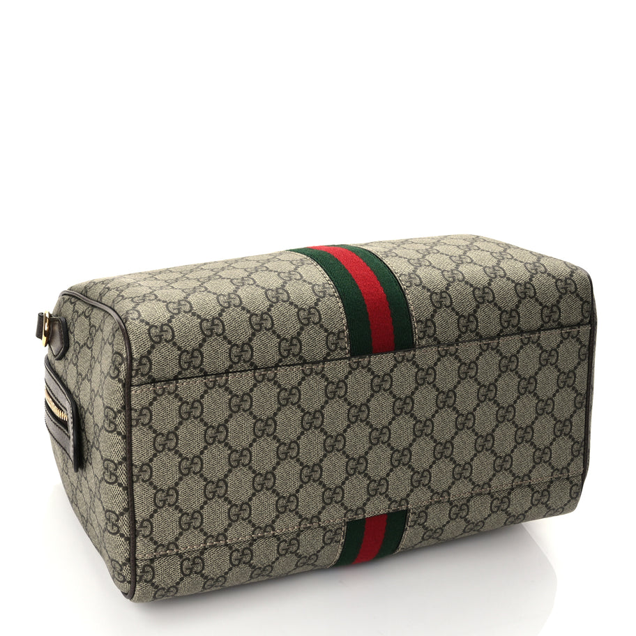 Gucci GG Supreme Monogram Web Large Ophidia Boston Bag Beige Ebony Image 3