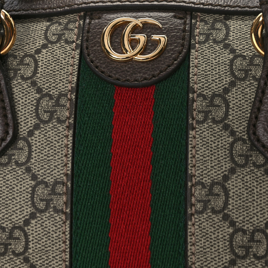 Gucci GG Supreme Monogram Web Large Ophidia Boston Bag Beige Ebony Image 7