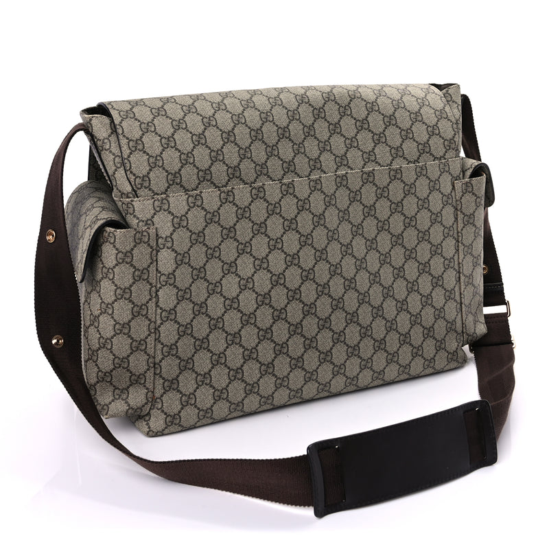  Gucci GG Plus Monogram Messenger Diaper Bag  Dark Brown