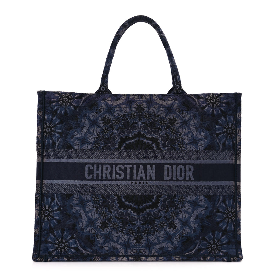 Christian Dior Canvas Embroidered Large KaleiDioroscopic Book Tote Blue Image 1