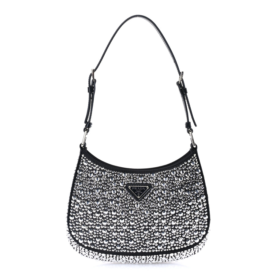 Prada Satin Crystal Cleo Adjustable Strap Shoulder Bag  Metal Image 1