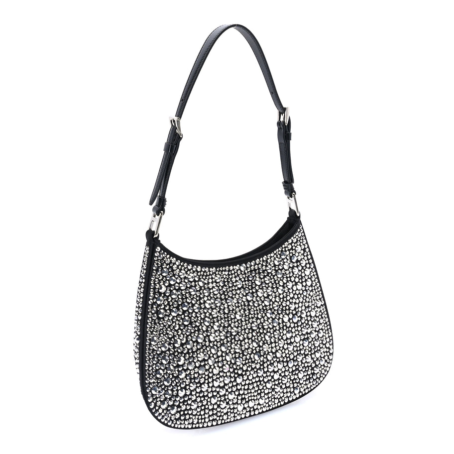 Prada Satin Crystal Cleo Adjustable Strap Shoulder Bag  Metal Image 2