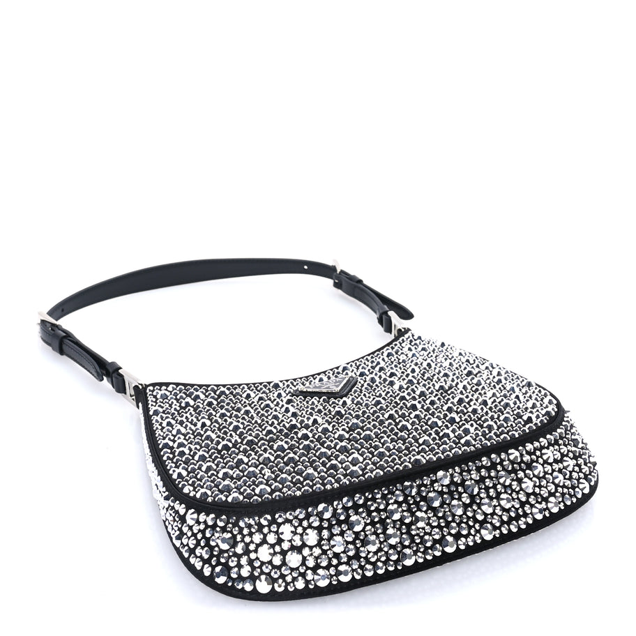 Prada Satin Crystal Cleo Adjustable Strap Shoulder Bag  Metal Image 3