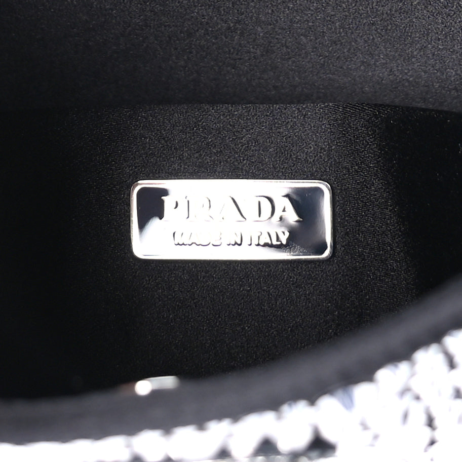 Prada Satin Crystal Cleo Adjustable Strap Shoulder Bag  Metal Image 5