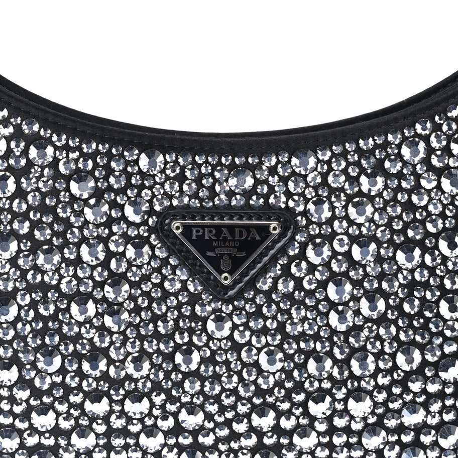 Prada Satin Crystal Cleo Adjustable Strap Shoulder Bag  Metal Image 6