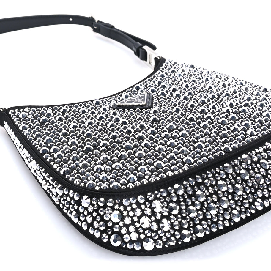 Prada Satin Crystal Cleo Adjustable Strap Shoulder Bag  Metal Image 7