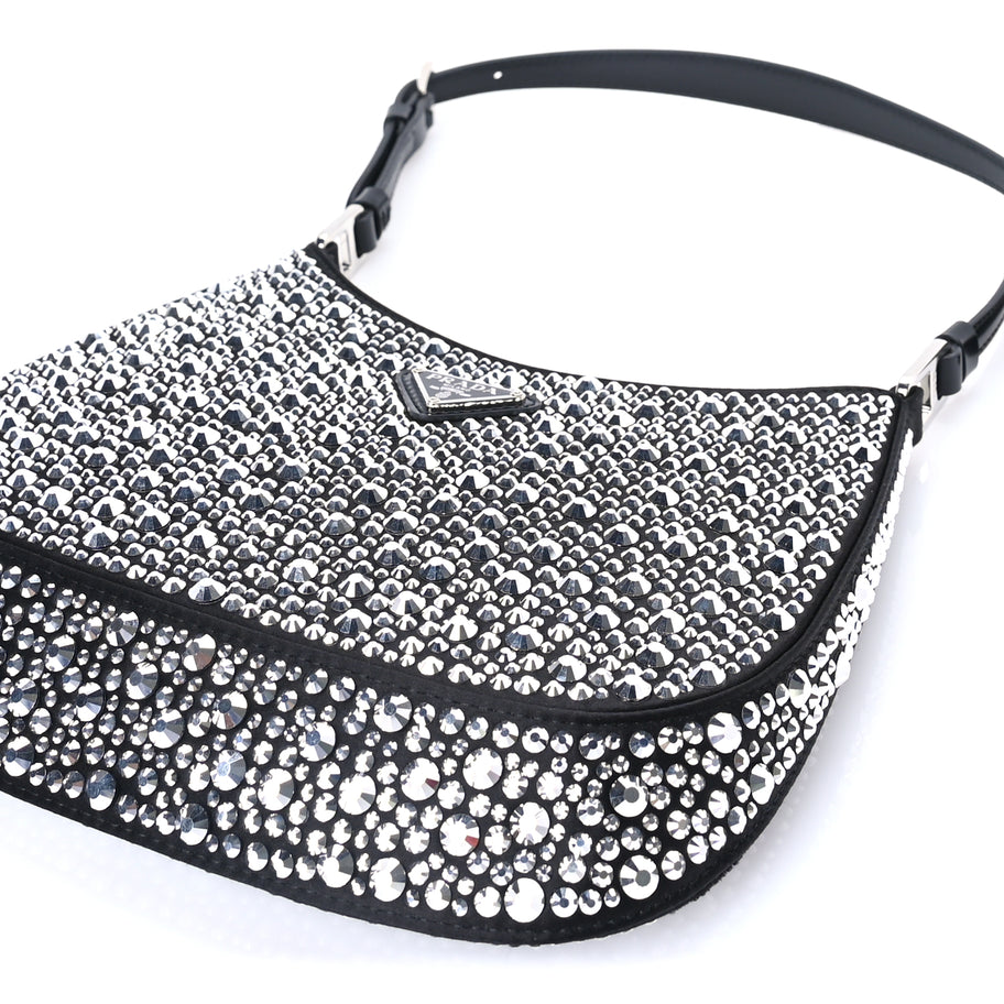 Prada Satin Crystal Cleo Adjustable Strap Shoulder Bag  Metal Image 8