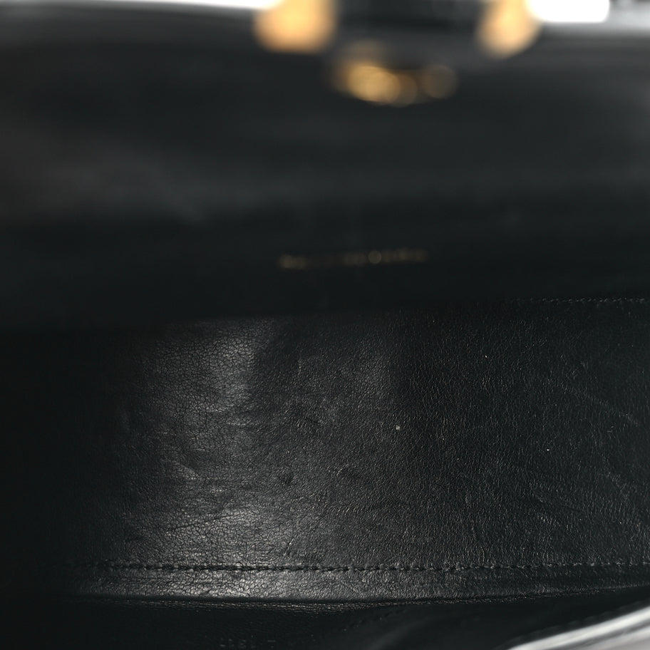 Balenciaga Shiny Calfskin Crocodile Embossed Hourglass Top Handle Bag XS Black Image 4