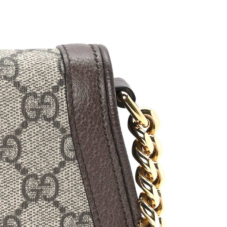 Gucci GG Supreme Monogram Textured Dollar Calfskin Blondie Chain Shoulder Flap Bag Beige Ebony New Acero Image 6