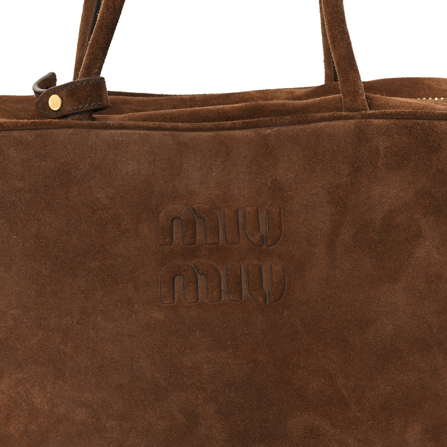 Miu Miu Camoscio Beau Top Handle Bag Cocoa Brown Image 6