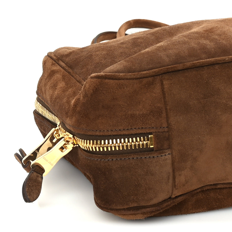 Miu Miu Camoscio Beau Top Handle Bag Cocoa Brown Image 7